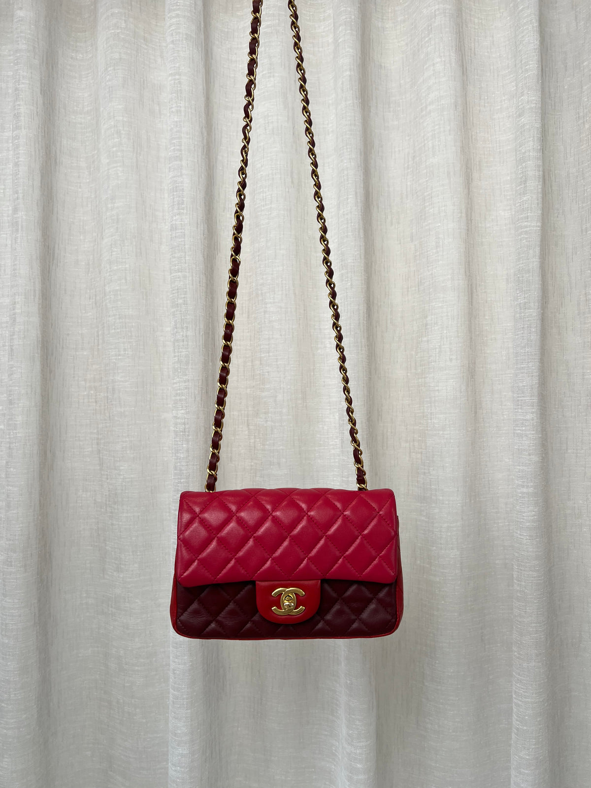 Chanel Red Tri-Colour Leather Mini Flap Bag