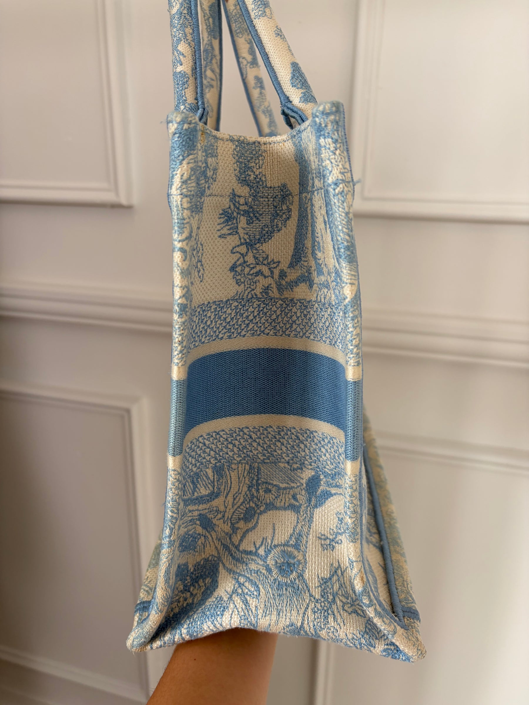 Dior Blue and Cream Toile De Jouy Small Book Tote