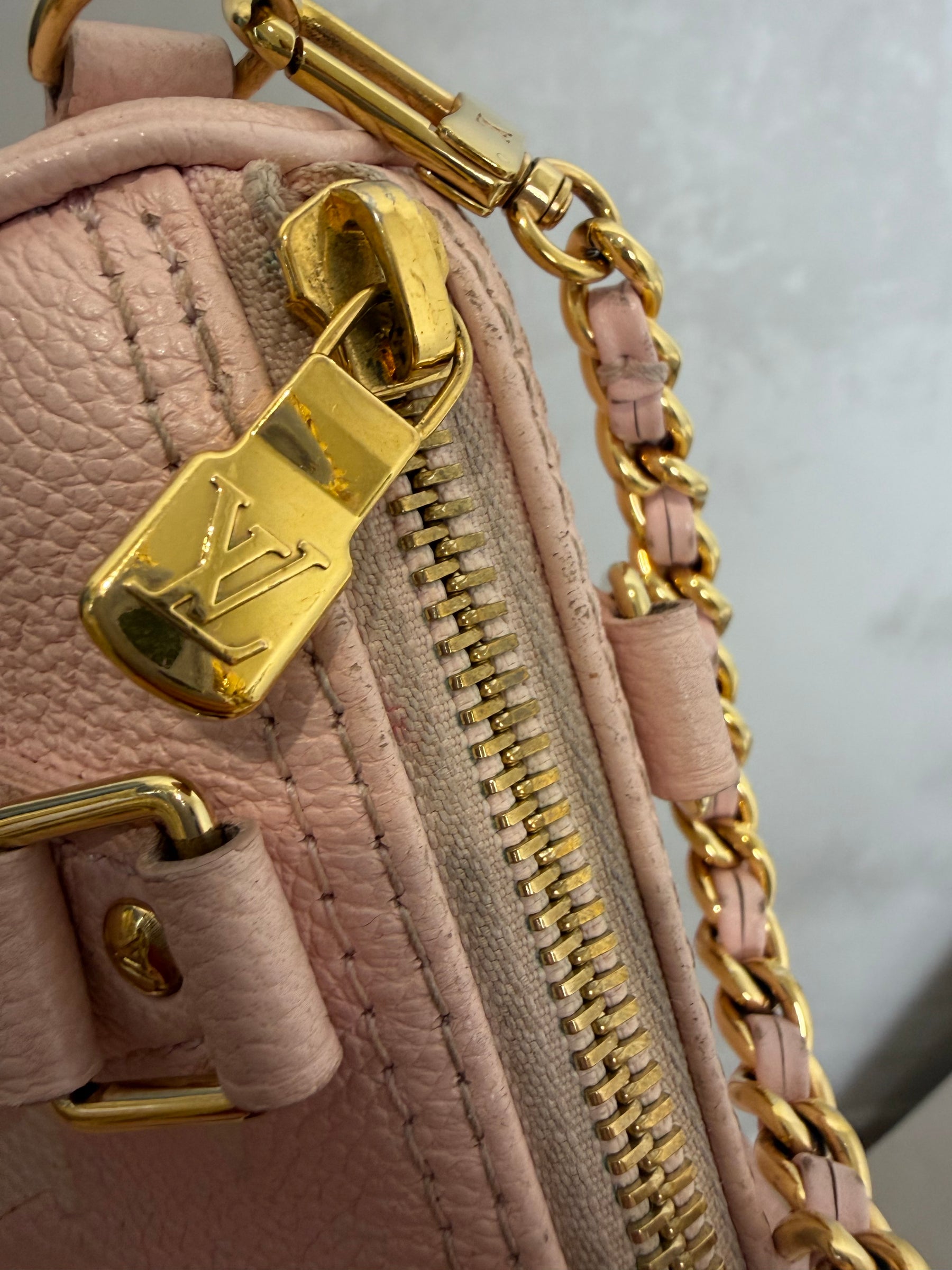 Louis Vuitton Pale Pink Monogram Empreinte Leather Nano Speedy