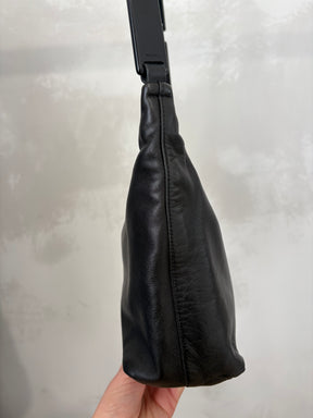 Prada Black Leather Acrylic Handle Shoulder Bag