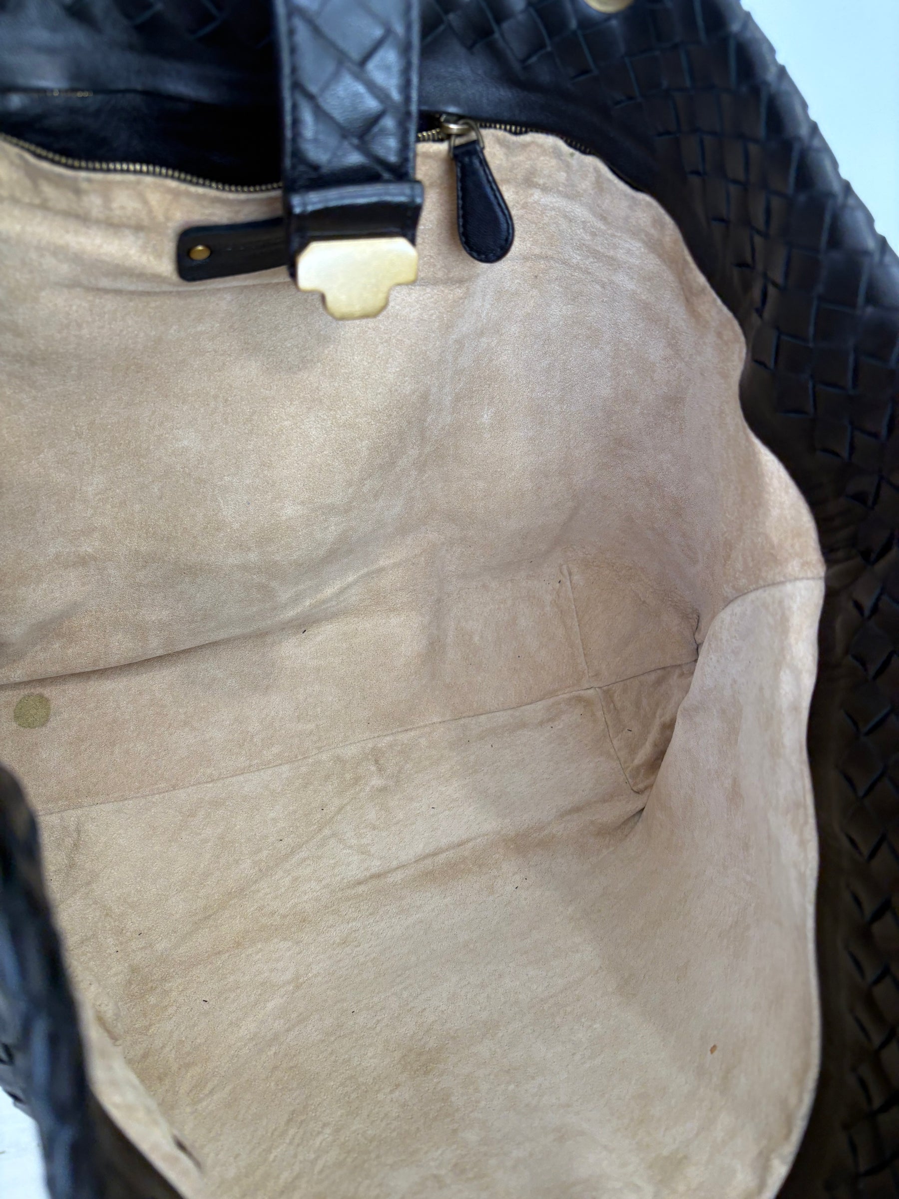 Bottega Veneta Black Intrecciato Leather Buckle Tote