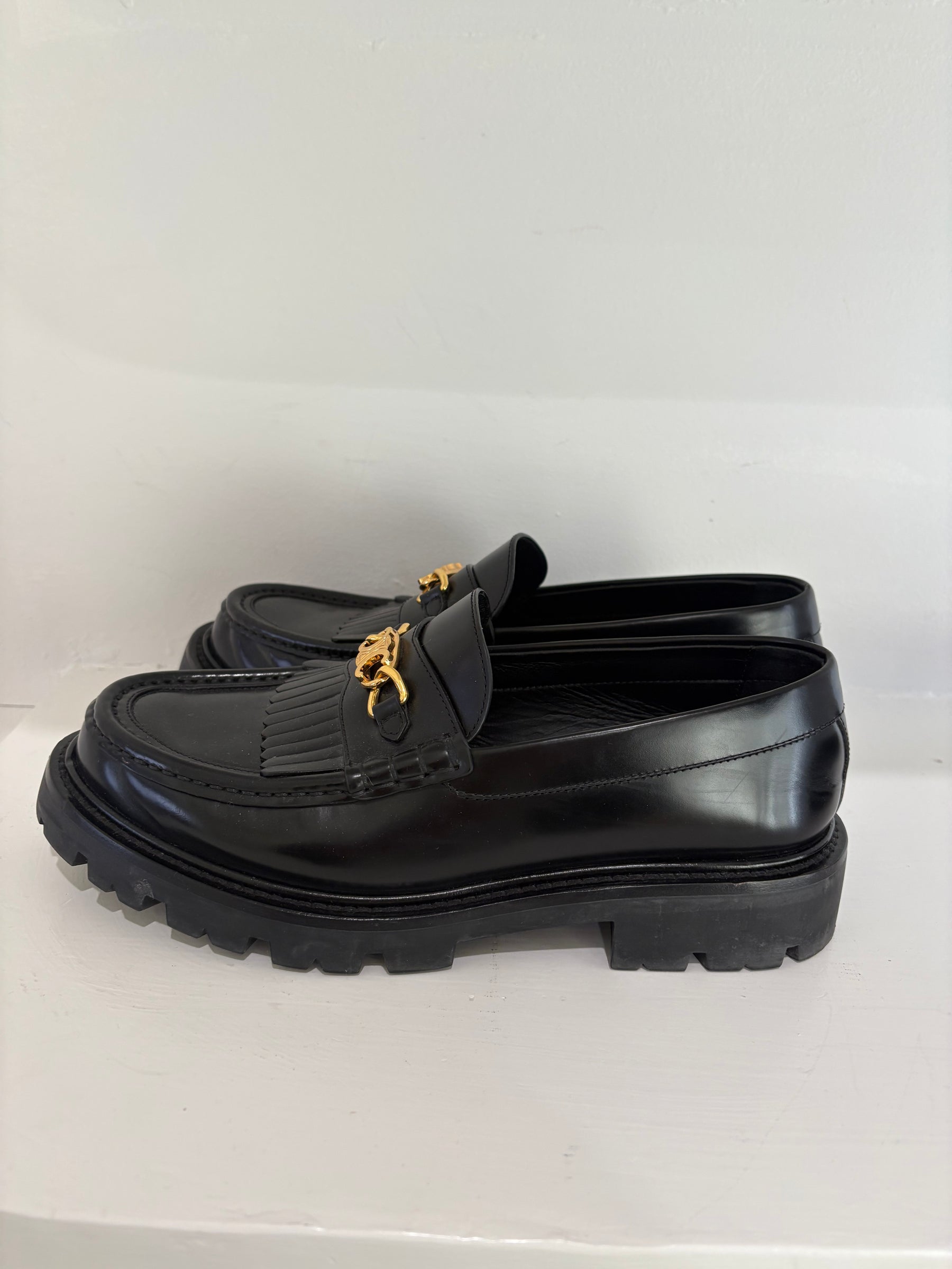 Celine Triomphe Fringe Loafers Black, 40