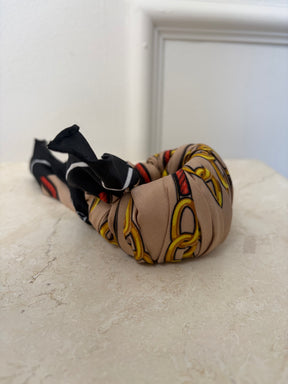 Balenciaga Beige and Black Silk Wrapped Cuff