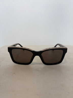 Chanel Black and Beige Logo Top Wayfarer Sunglasses