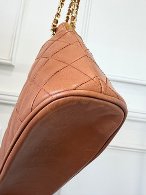 Chanel Tan Quilted Leather Dome Chain Shoulder Bag