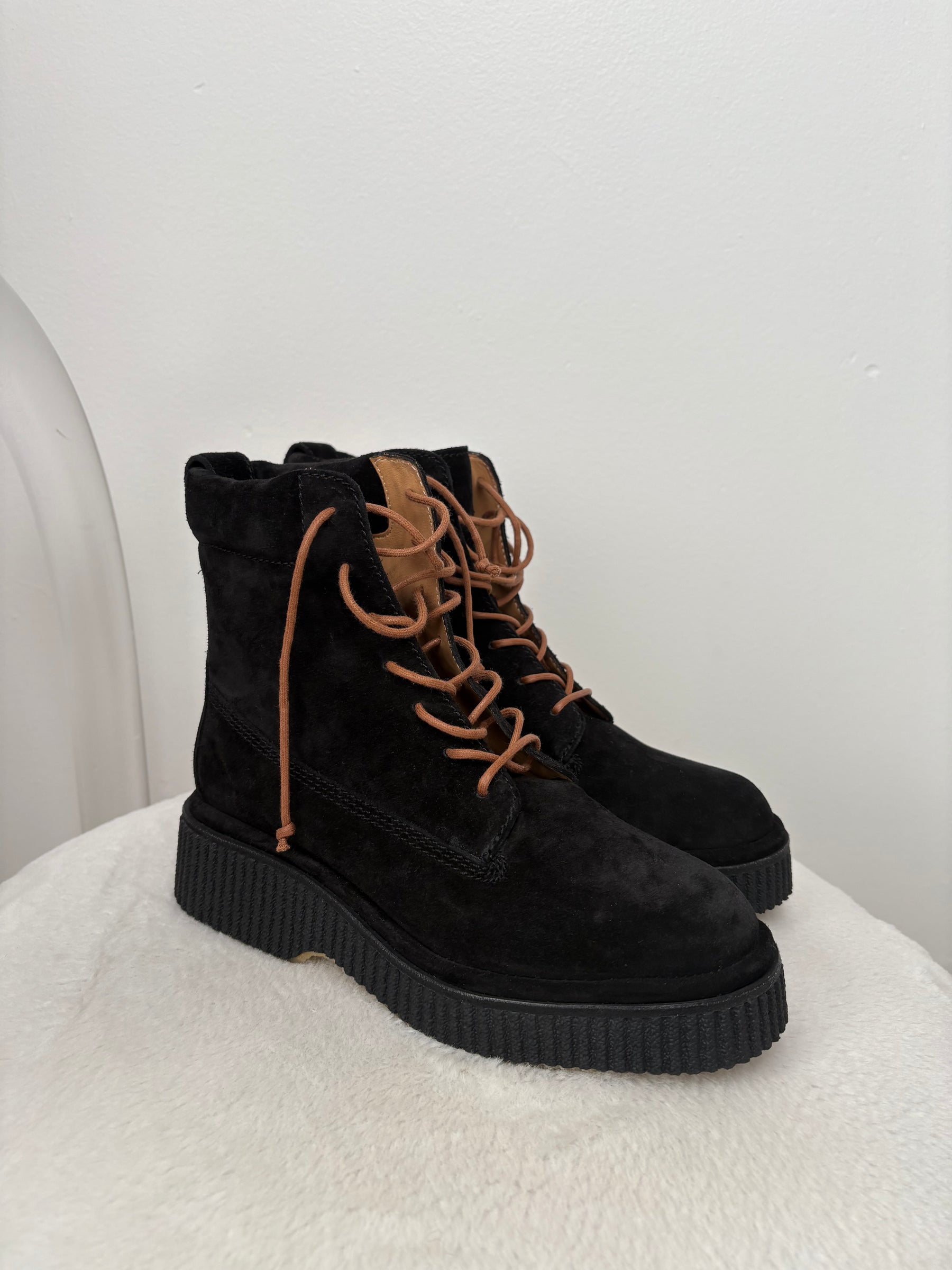 Rag & Bone Black Suede Lace Up Boots, 38