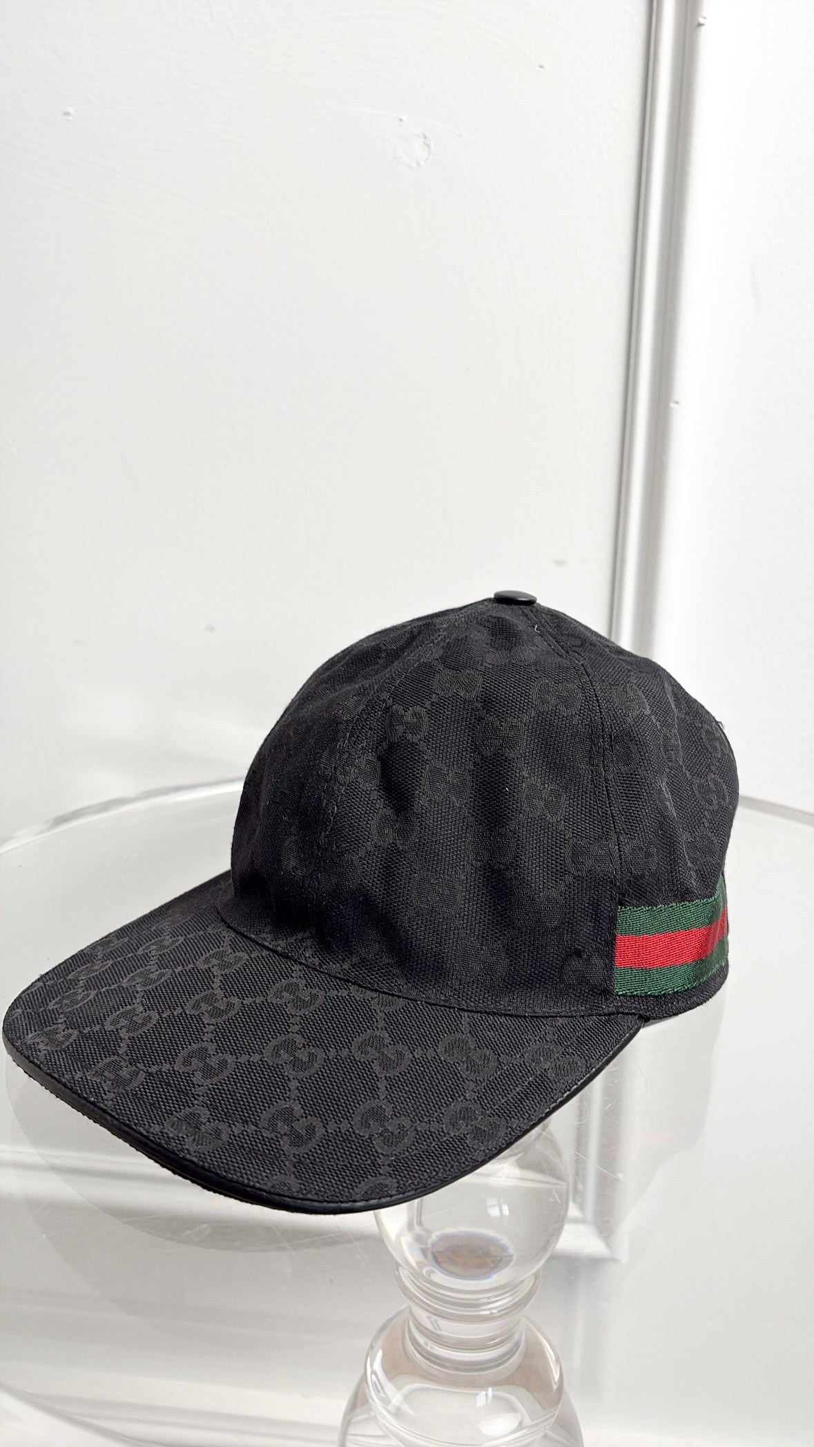 Gucci Black Canvas Monogram Cap, 58