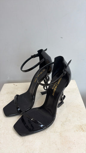 Saint Laurent Opyum Heel Sandals Patent Black, 36