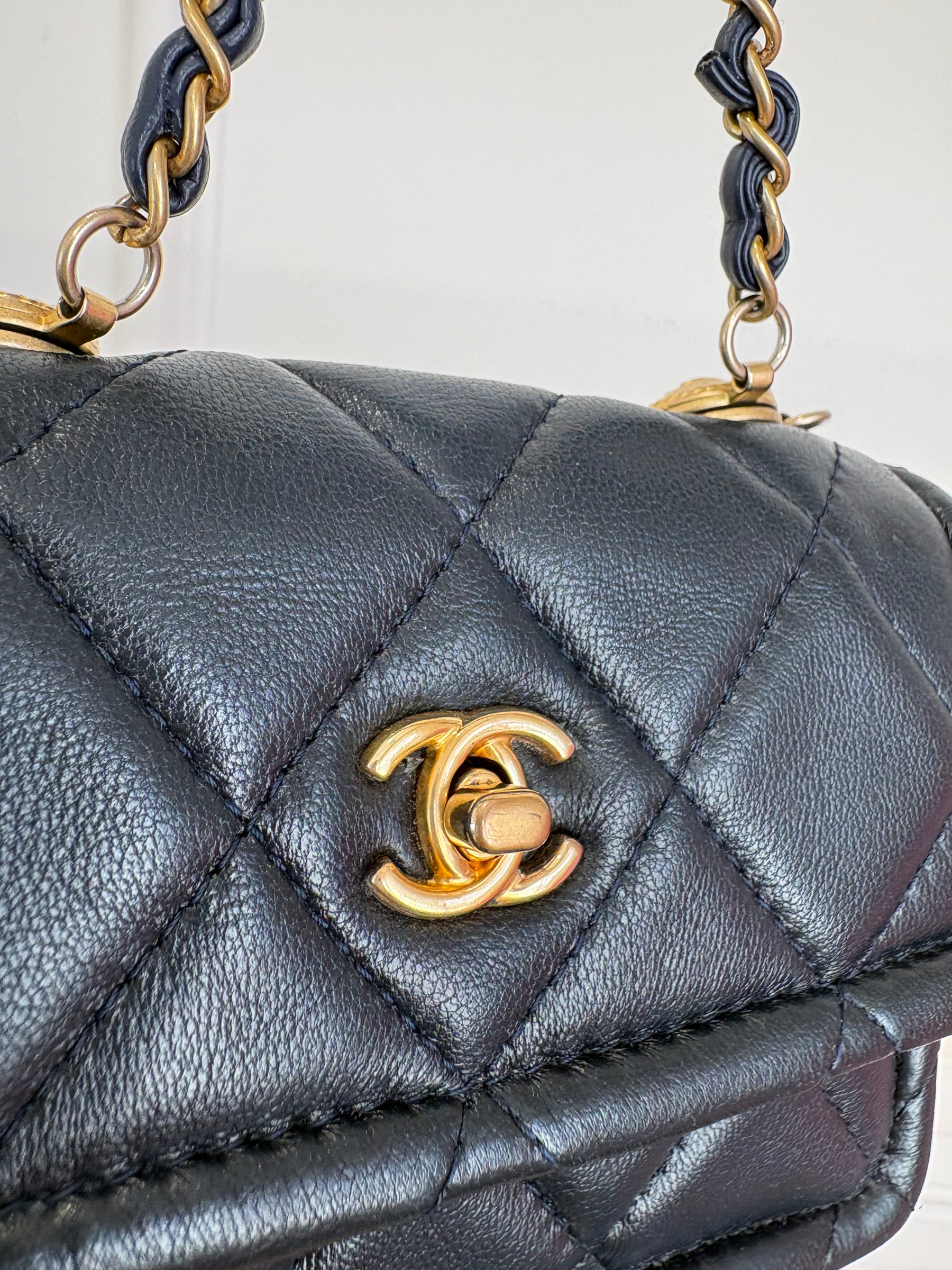 Chanel Navy leather Mini Flap Bag in Lambskin