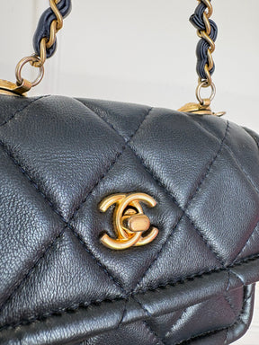 Chanel Navy leather Mini Flap Bag in Lambskin