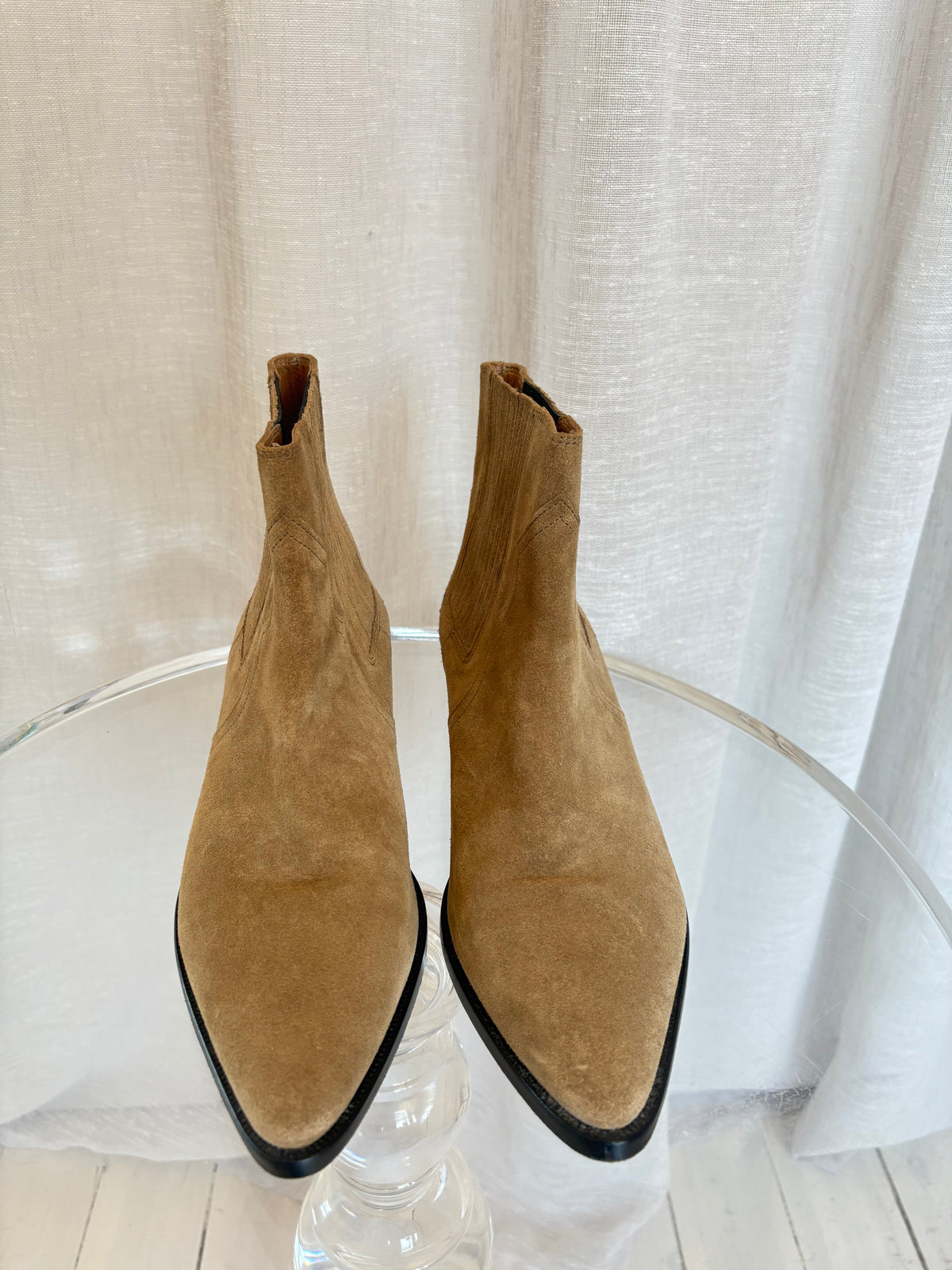 Isabel Marant Khaki Suede Heeled Western Ankle Boot, 40