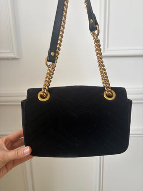 Gucci Black Velvet Marmont Crossbody Bag