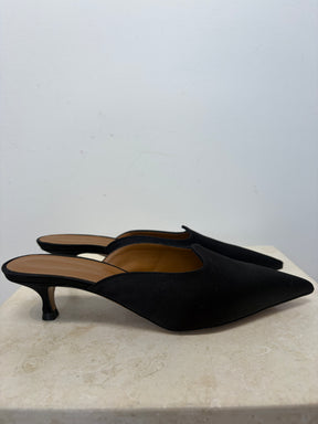 Le Monde Beryl Black Kitten Heel Mules, 36