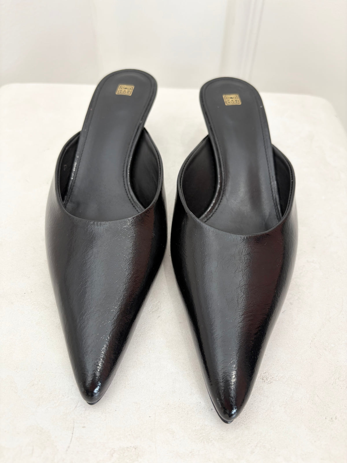 Totême Black Patent Pointed Mule, 36