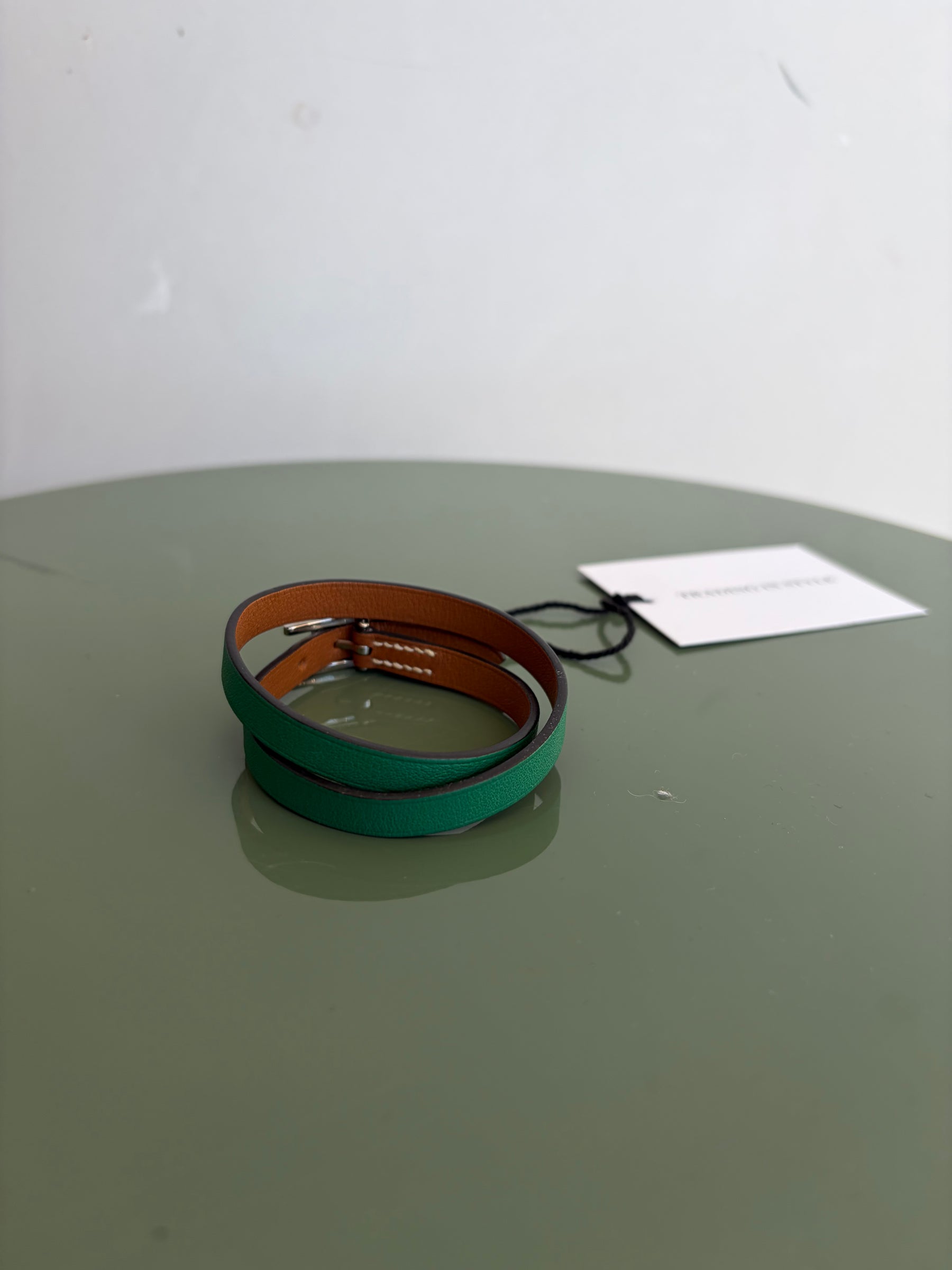 Hermès Behapi Wrap Bracelet Green Silver