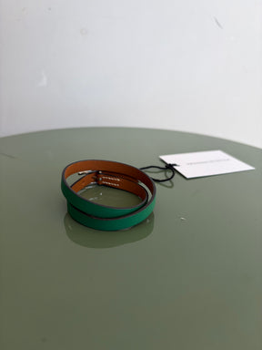 Hermès Behapi Wrap Bracelet Green Silver