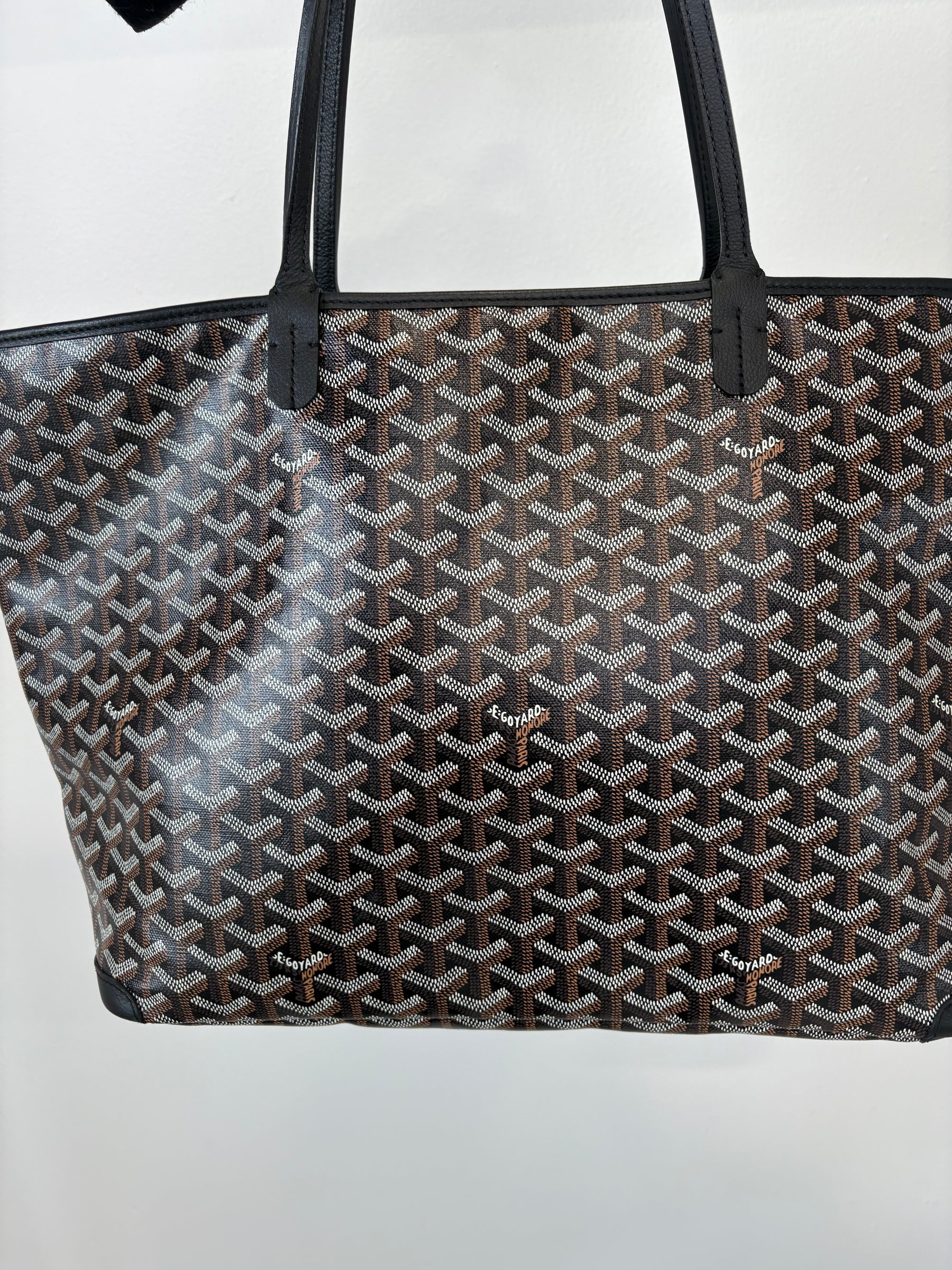 Goyard Black Leather and Canvas Artois MM Tote Bag
