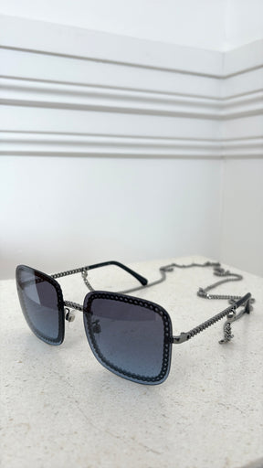 Chanel Ruthenium Chain Square Sunglasses