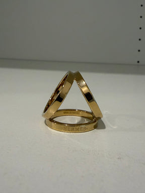 Hermès Gold Tone Trio scarf 90 ring