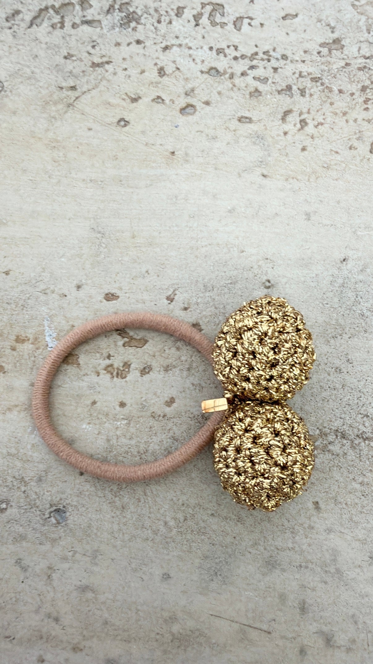 Lucy Folk Gold Crochet Bauble Hair Tie