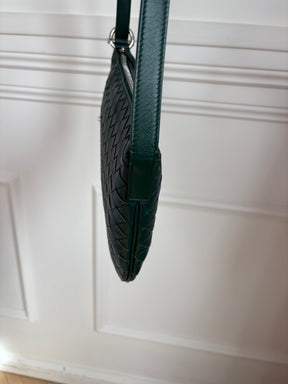 Bottega Veneta Green Intrecciato Leather Small Virgule Bag