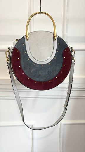 Chloé Blue and Maroon Leather and Suede Medium Pixie Bag