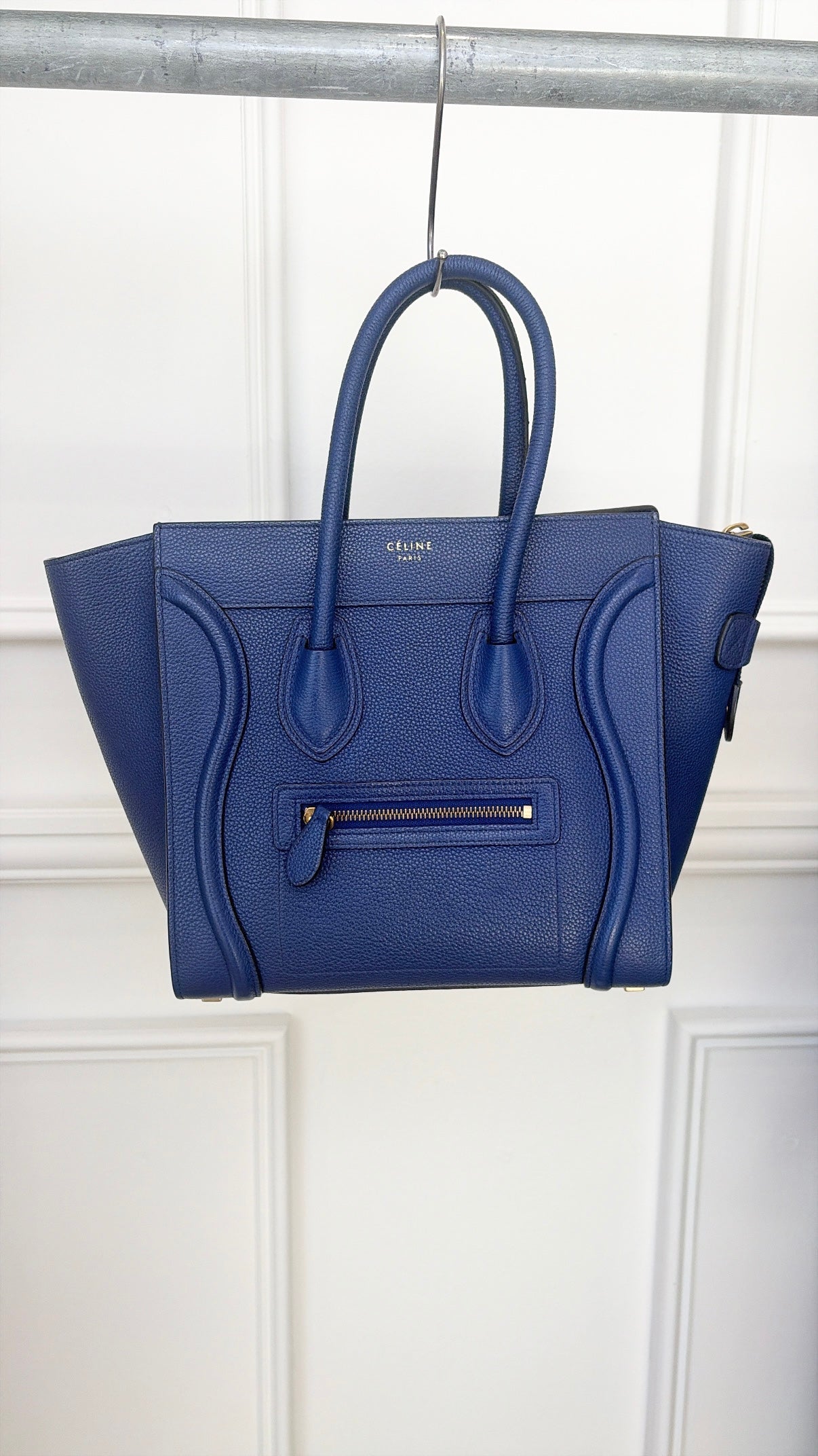 Celine Cobalt Blue Leather Luggage Bag