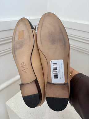 Chanel Beige and Black Ballet Flats, 38