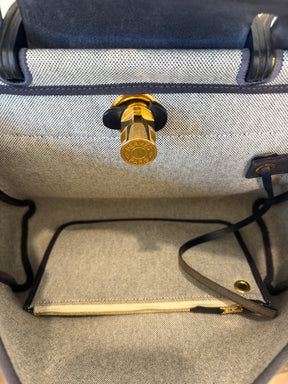 Hermès Navy Leather and Ecru 'Plume CC Circuit' Herbag 31