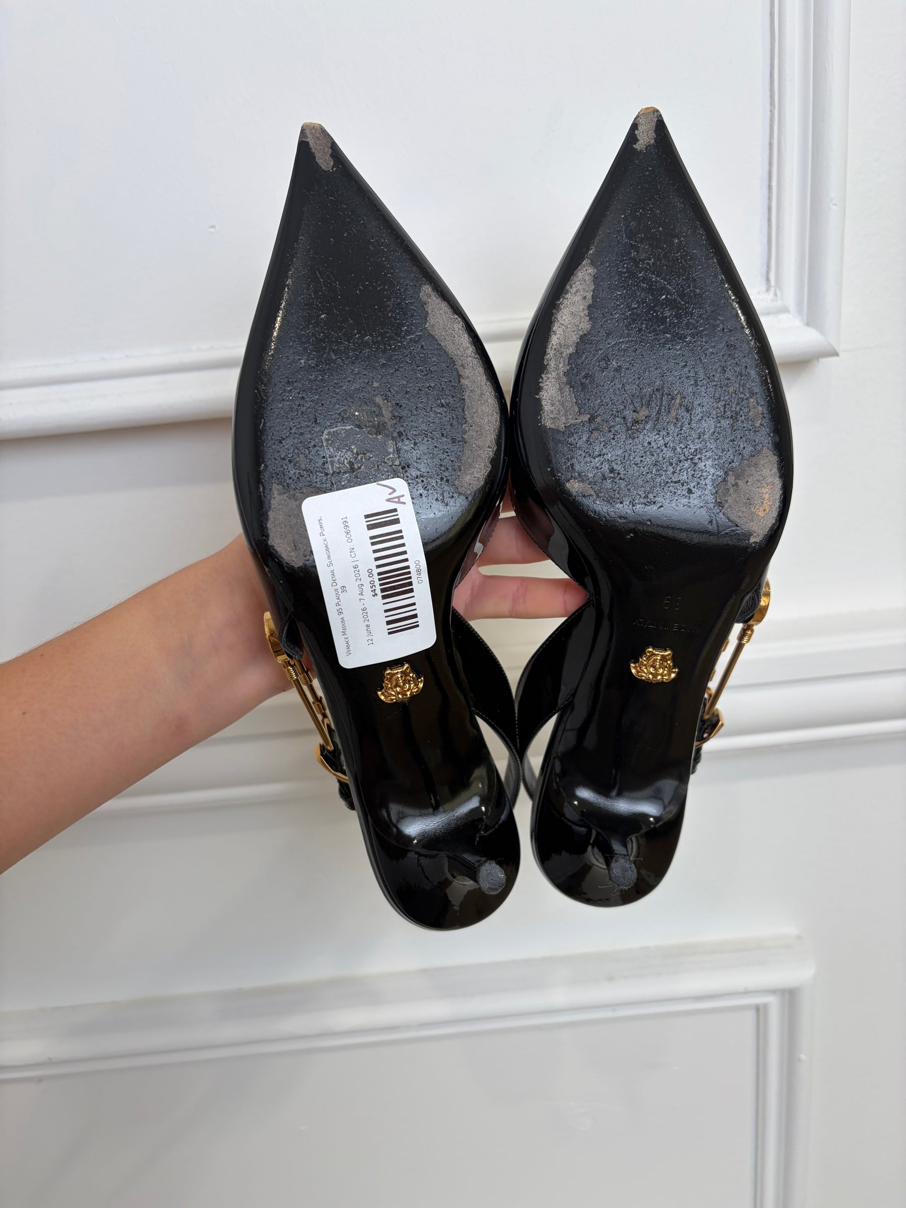 Versace Medusa 95 Plaque Detail Slingback Pumps, 39
