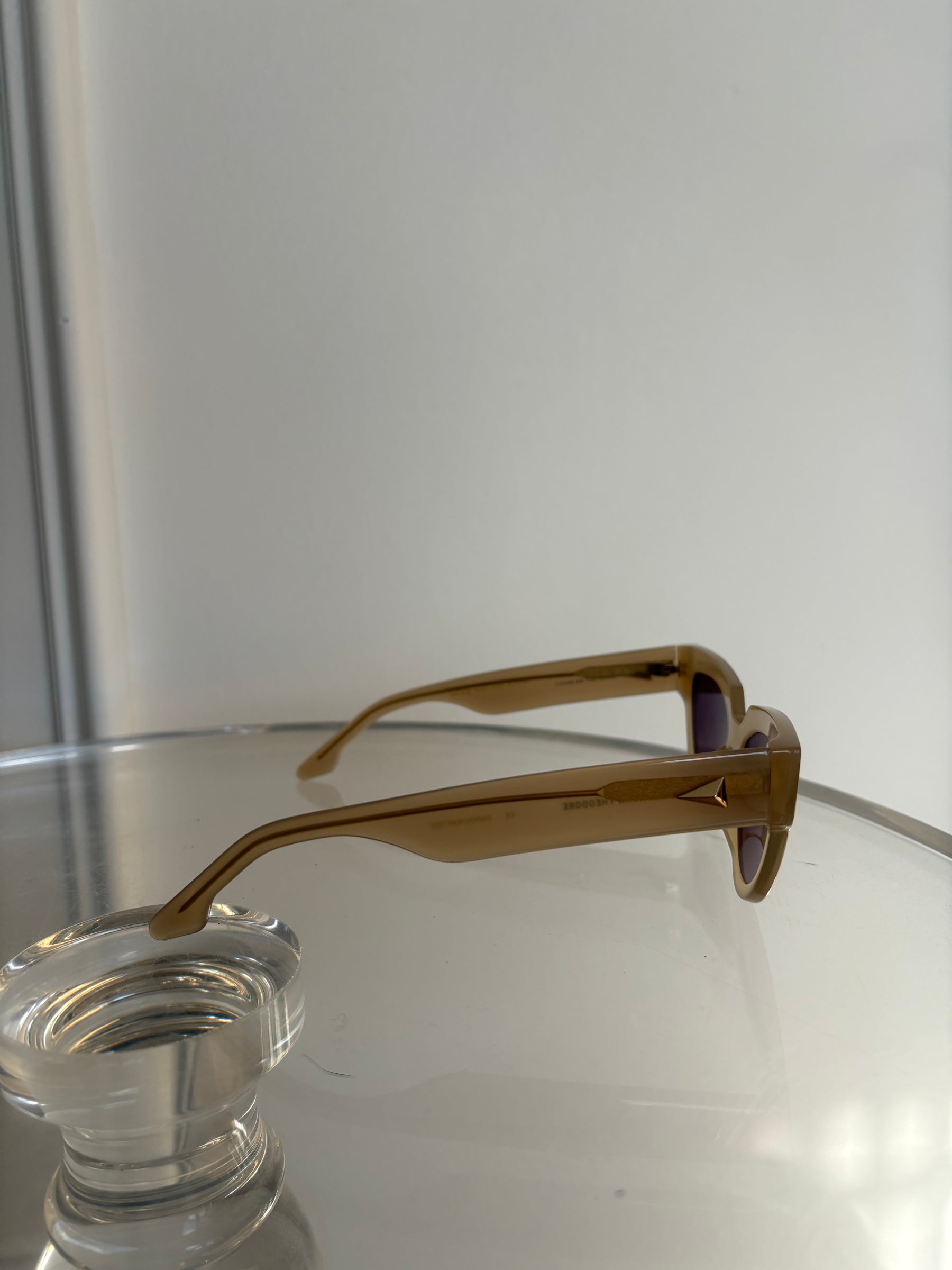 Scanlan Theodore Taupe Acetate Cat Eye Sunglasses
