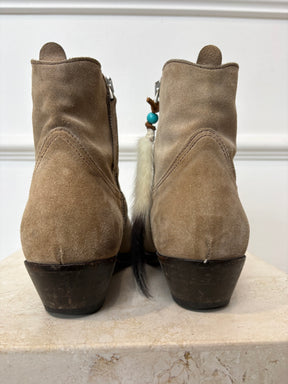golden goose Zip Booties In Tan Suede, 37