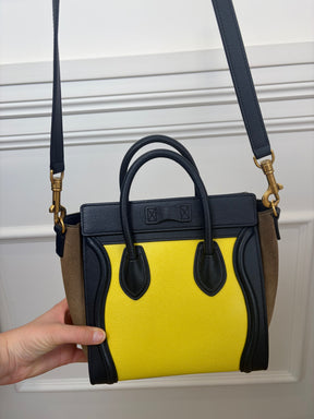 Celine Nano Luggage Tote Tricolour Yellow Black