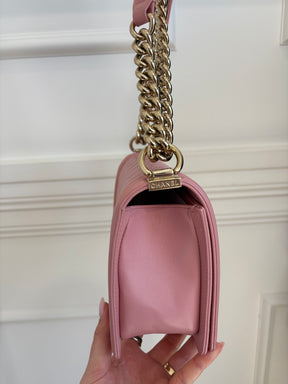 Chanel Pink Lambskin Leather Medium Boy Bag