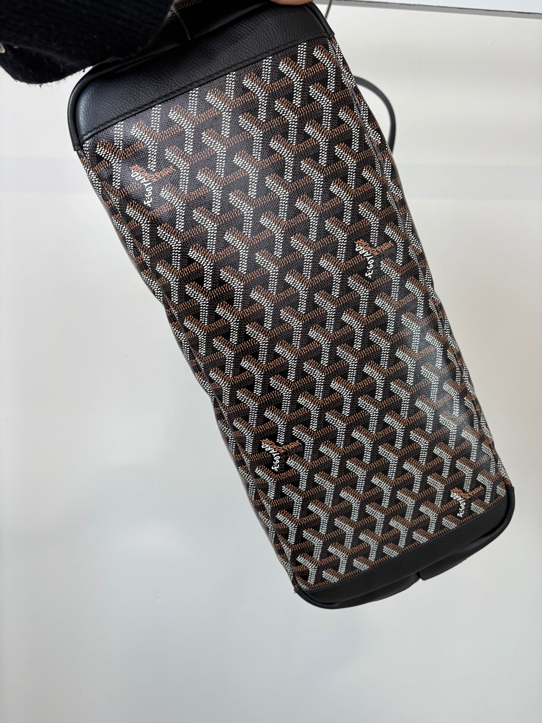 Goyard Black Leather and Canvas Artois MM Tote Bag