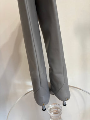Jimmy Choo Light Grey Leather Pointed Thigh High Vari Boot, 38