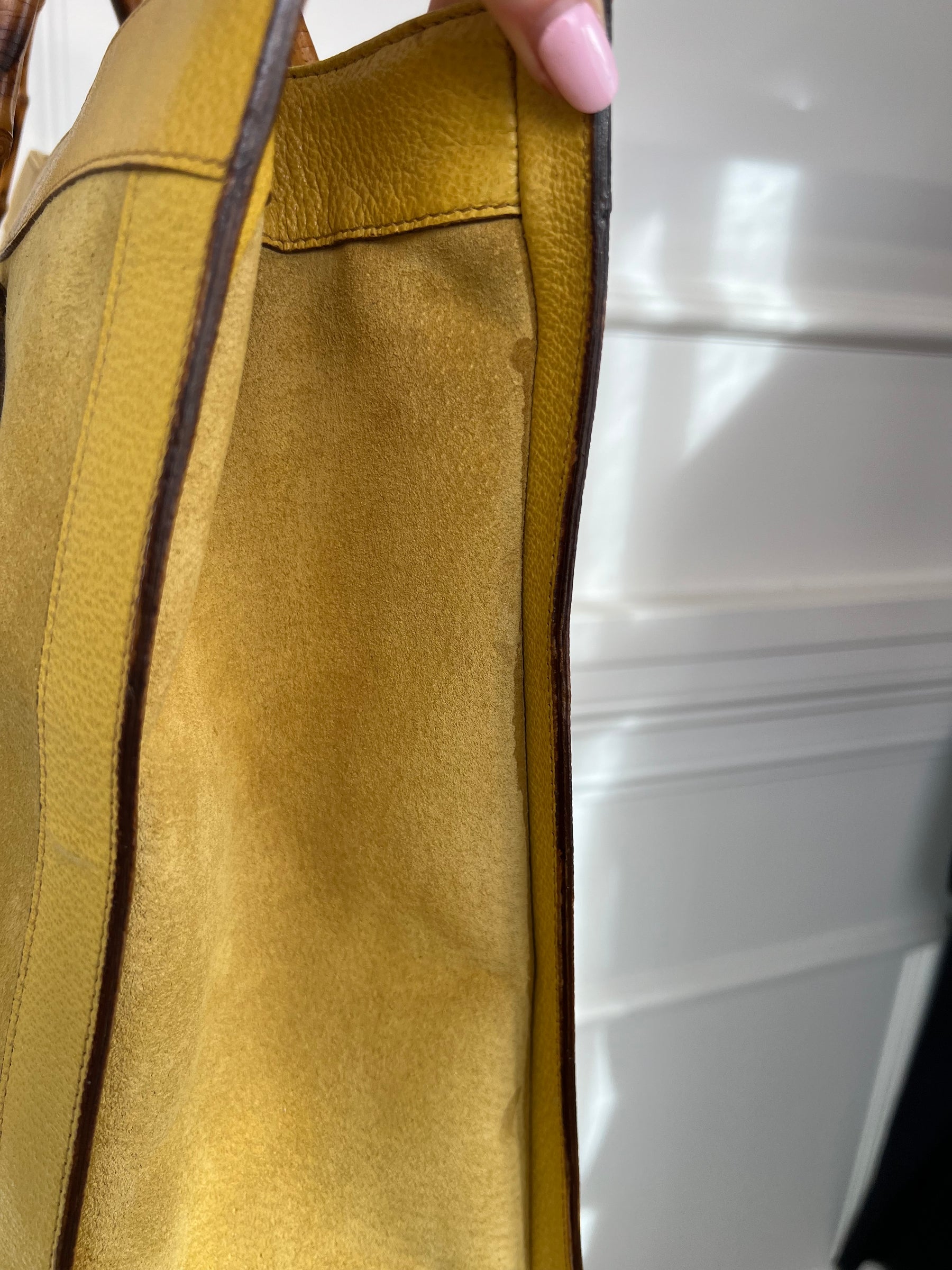 Gucci Yellow Suede and Leather  Large Vintage Diana Tote