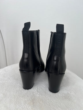Acne Black Leather Pointed Ankle Boots, 38