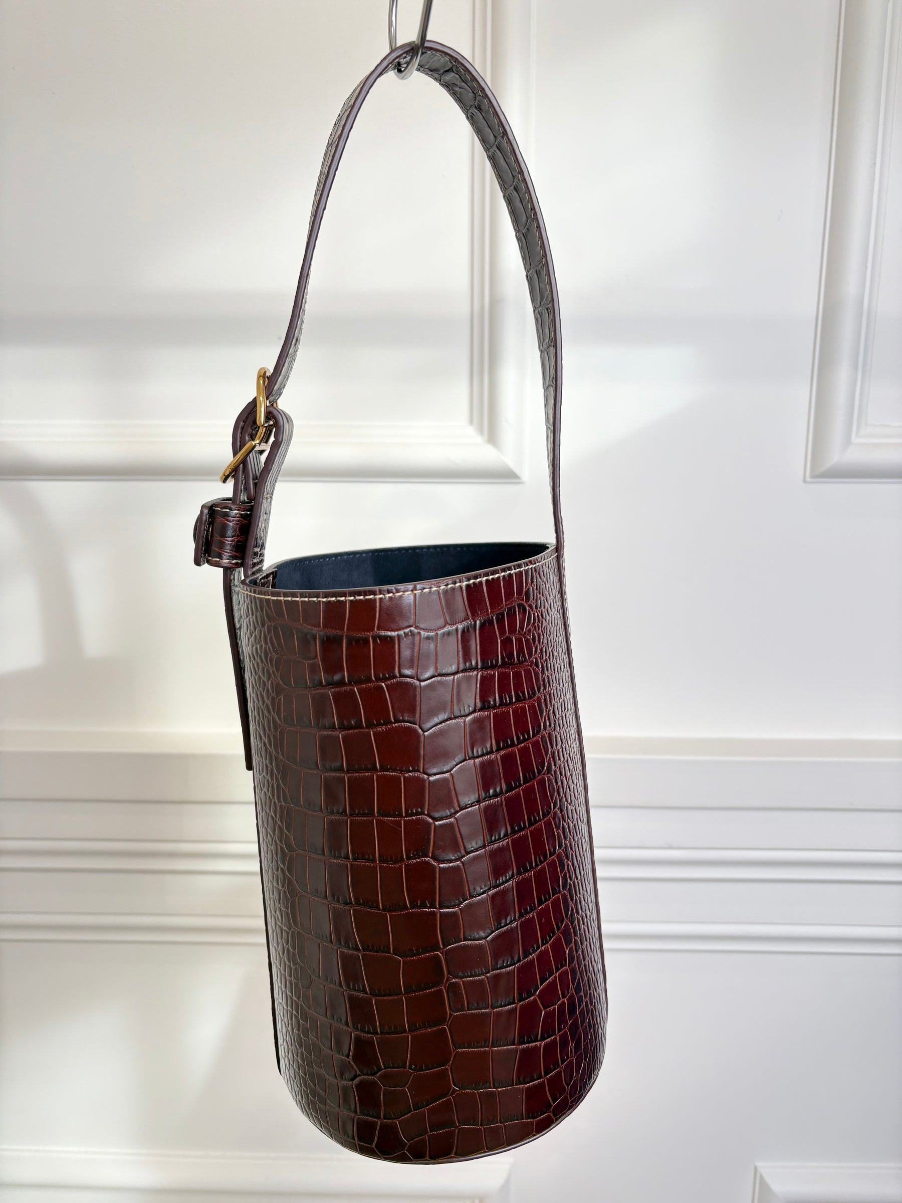 Trademark Croc Effect Brown Bucket Bag