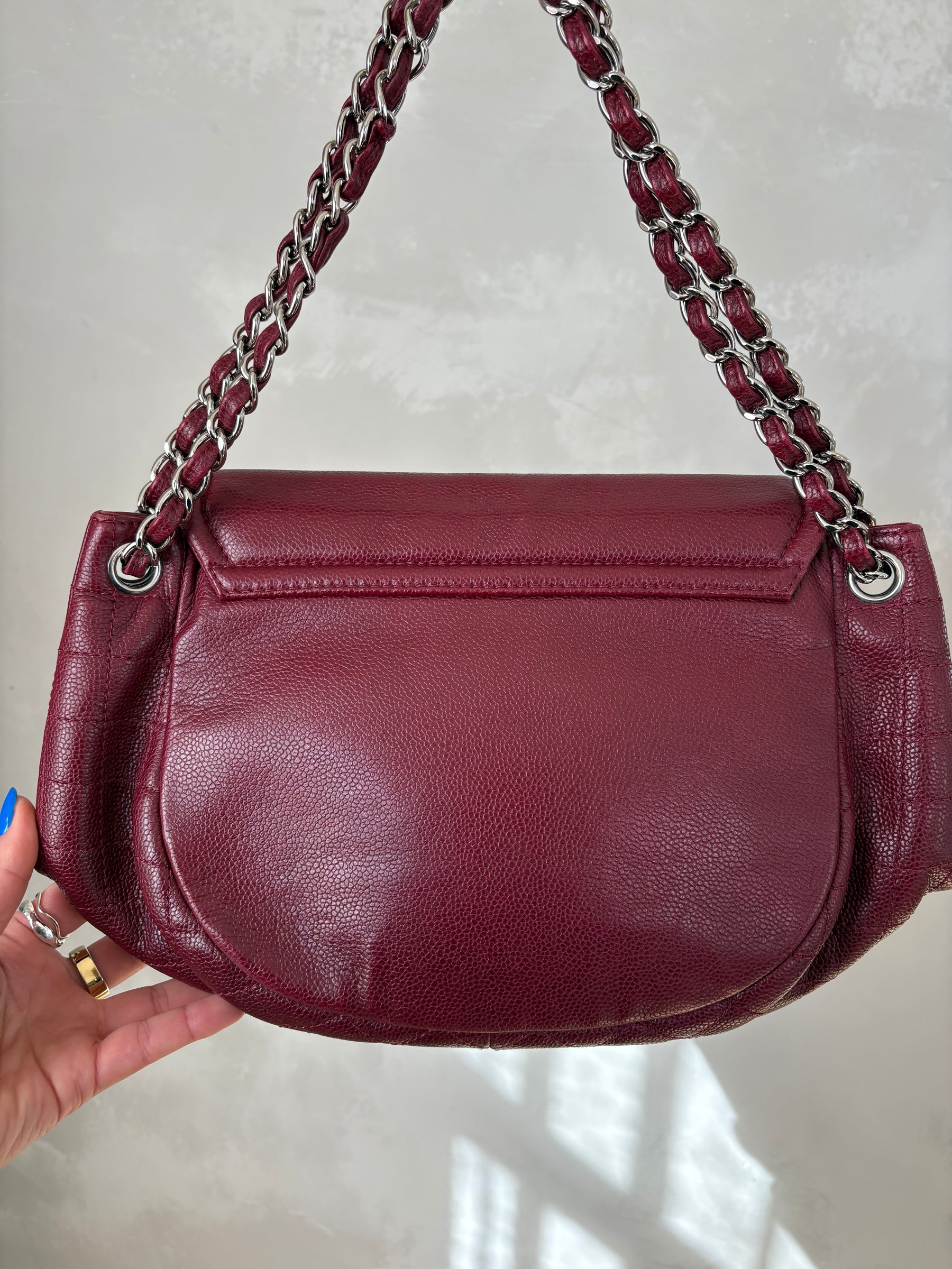 Chanel Timeless Half Moon Flap Bag Burgundy