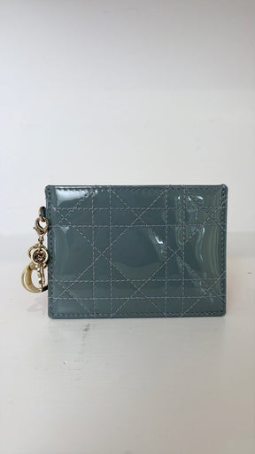 Dior Grey Patent Lady Dior Card Holder