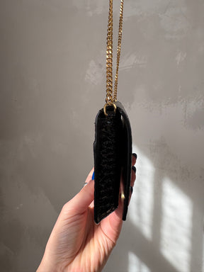 YSL Black Croc Embossed Monogram WOC