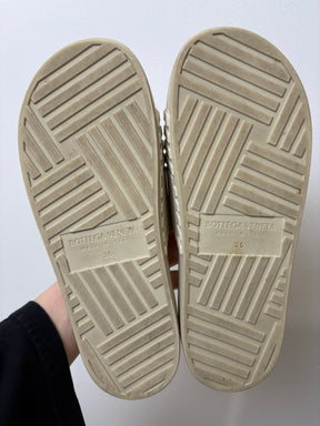 Bottega Veneta Cream Rubber Slides, 36