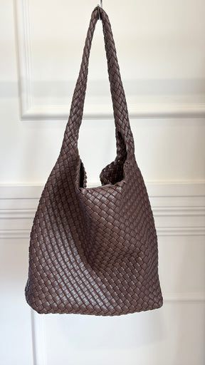 Rylan Brown Woven Shoulder Bag with pouch