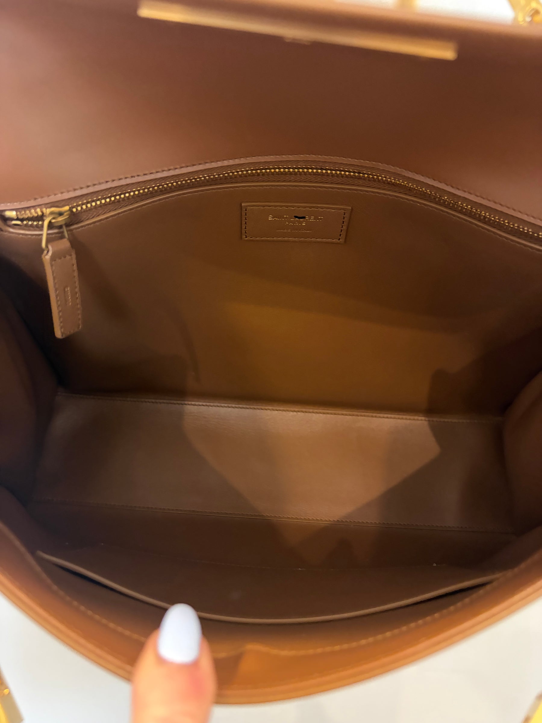 Saint Laurent Tan Leather Manhattan Top Handle Bag
