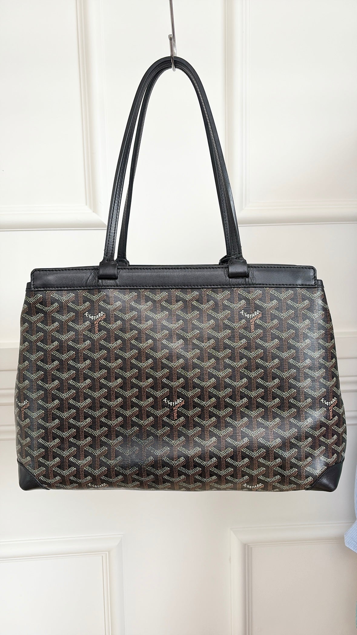 Goyard Black Leather and Coated Canvas Bellechasse Biaude PM Bag