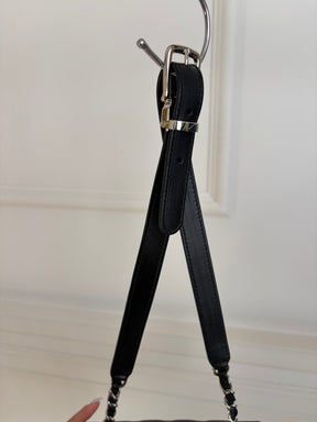 Chanel Uniform Black Lambskin Leather Waist Bag
