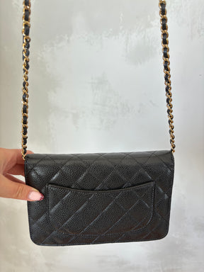 Chanel Black Caviar Wallet On Chain Gold Hardware