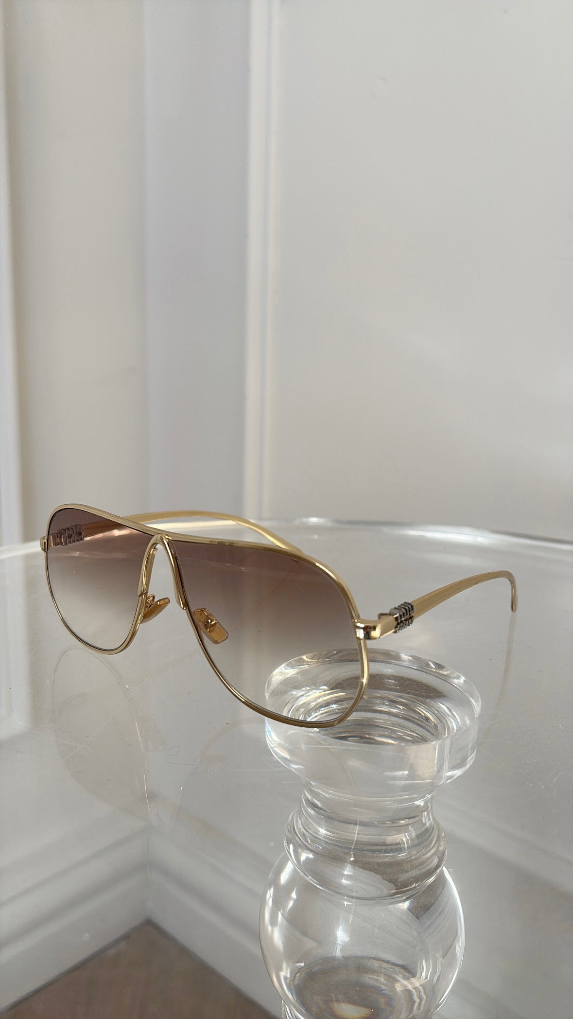 Miu Miu Ombre Aviator Sunglasses In Gold
