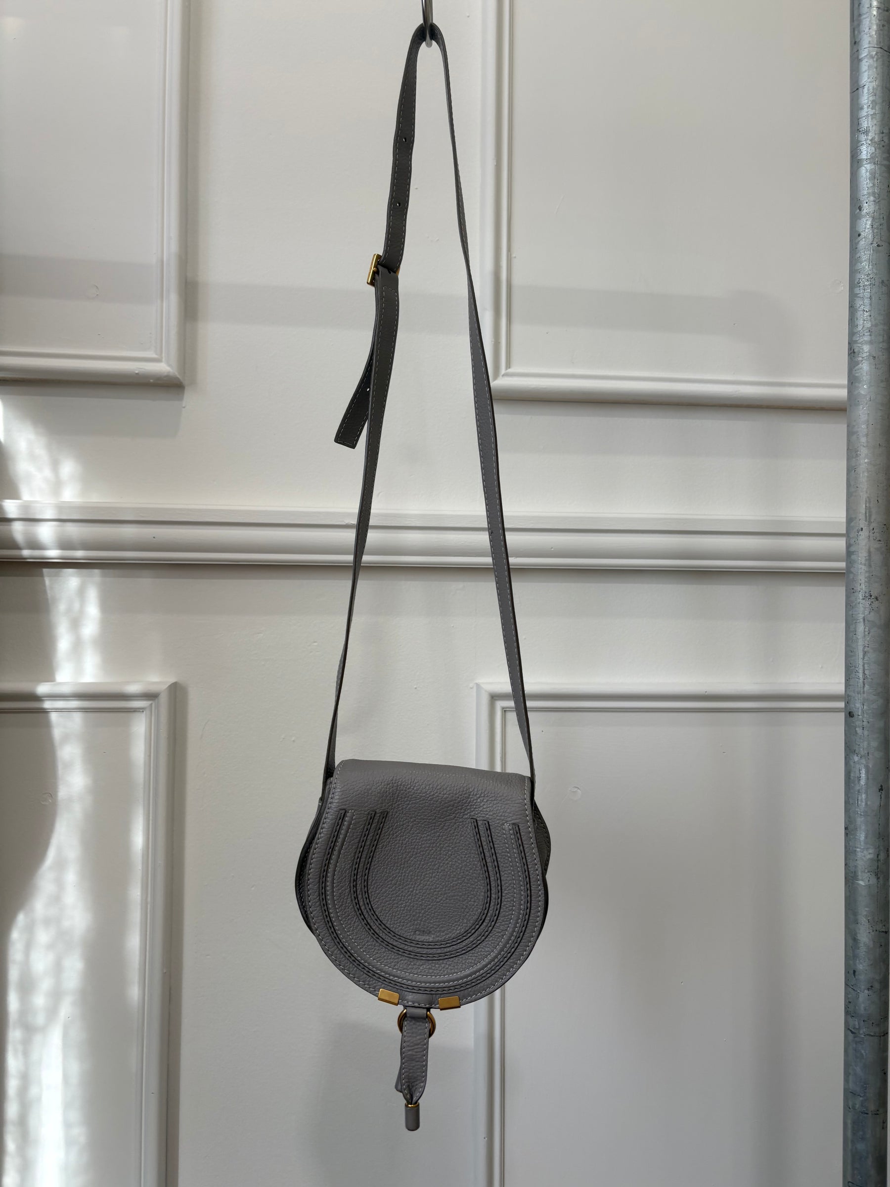 Chloé Grey Grained Leather Marcie Bag